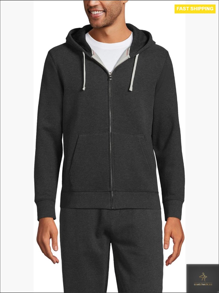 Mens Full Zip Hoodie Classic Fit Sweatshirt Cotton Blend Heavyweight Layering